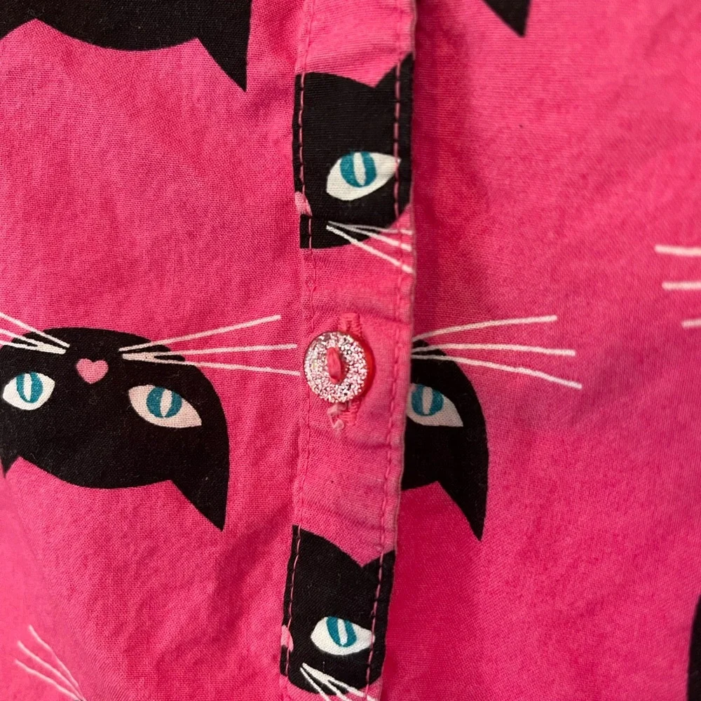 Girls Faded Glory Pink Cat Pattern Shirt - Picture 4 of 4